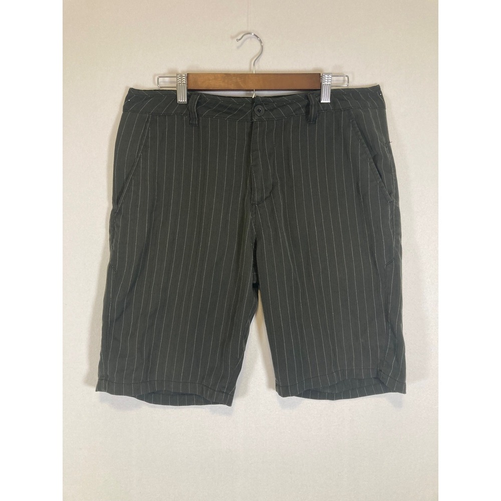 Dark Academia Carbon‎ Mens 32 Charcoal Grey Pinstripe Chino Shorts Skater Retro